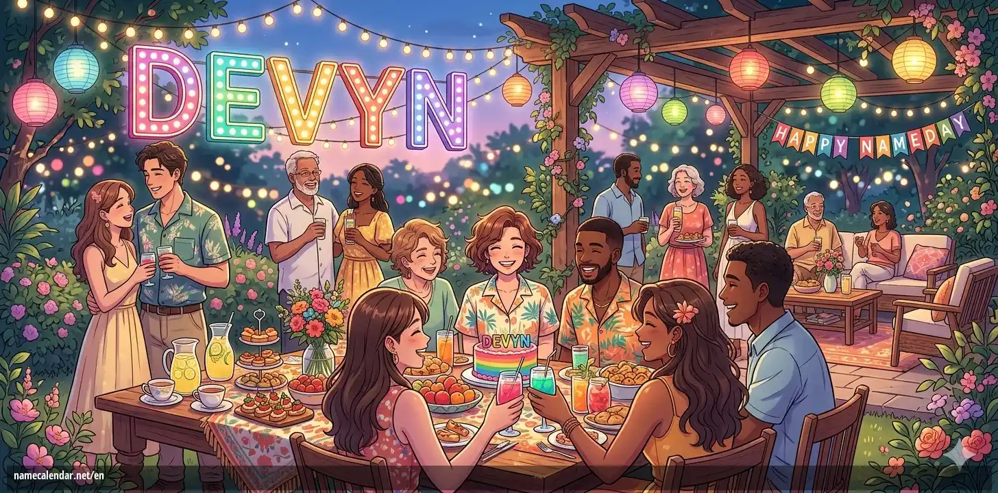 Celebration of name day and name - Devyn