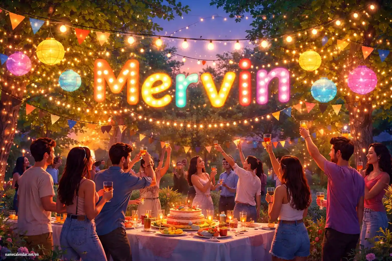 Celebration of name day and name - Mervin