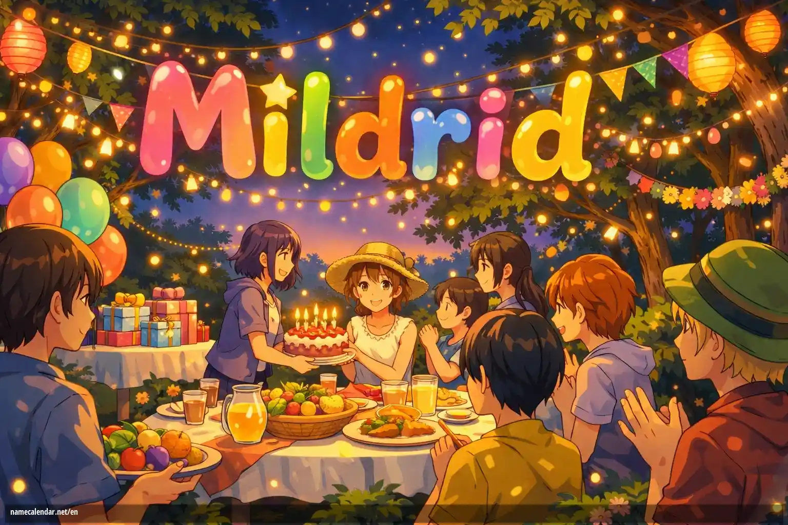 Celebration of name day and name - Mildrid