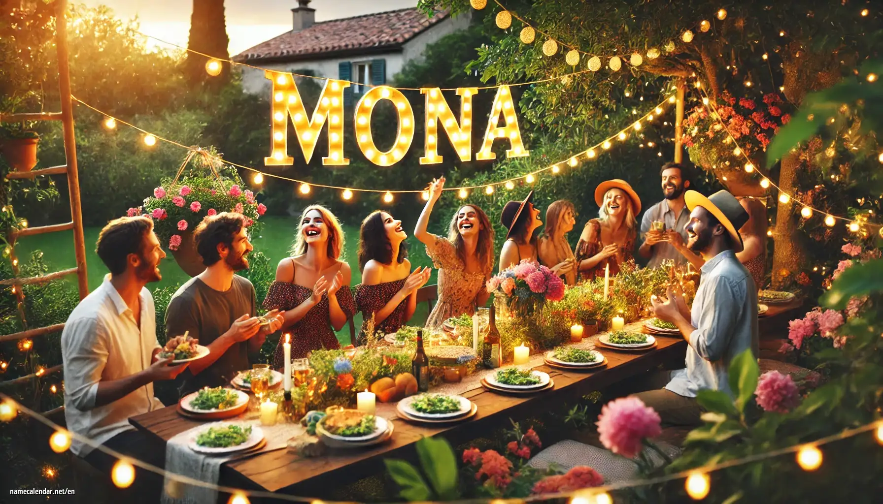 Celebration of name day and name - Mona