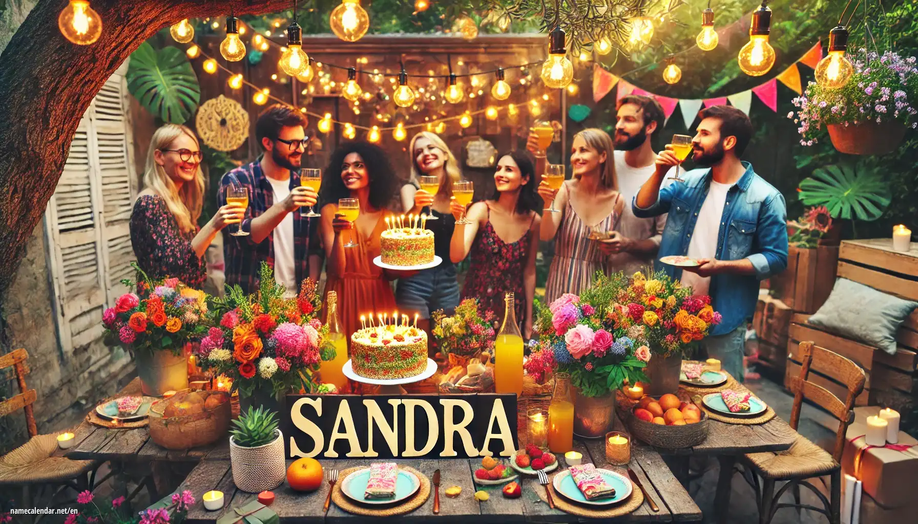 Celebration of name day and name - Sandra