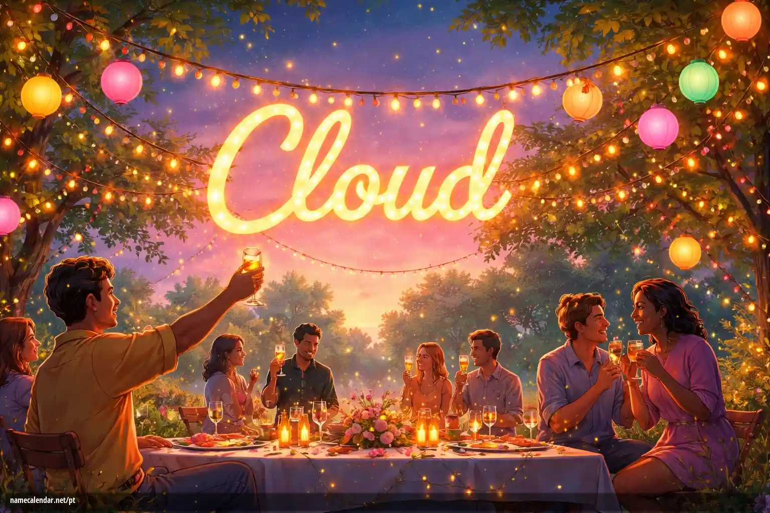Celebração do dia do nome e nome - Cloud